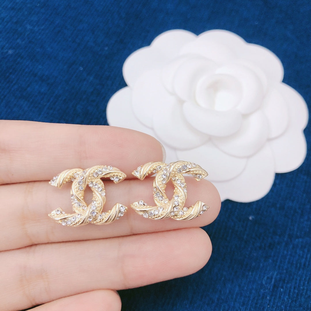 CC GOLD DIAMOND STUD MEDIUM EARRINGS mysite