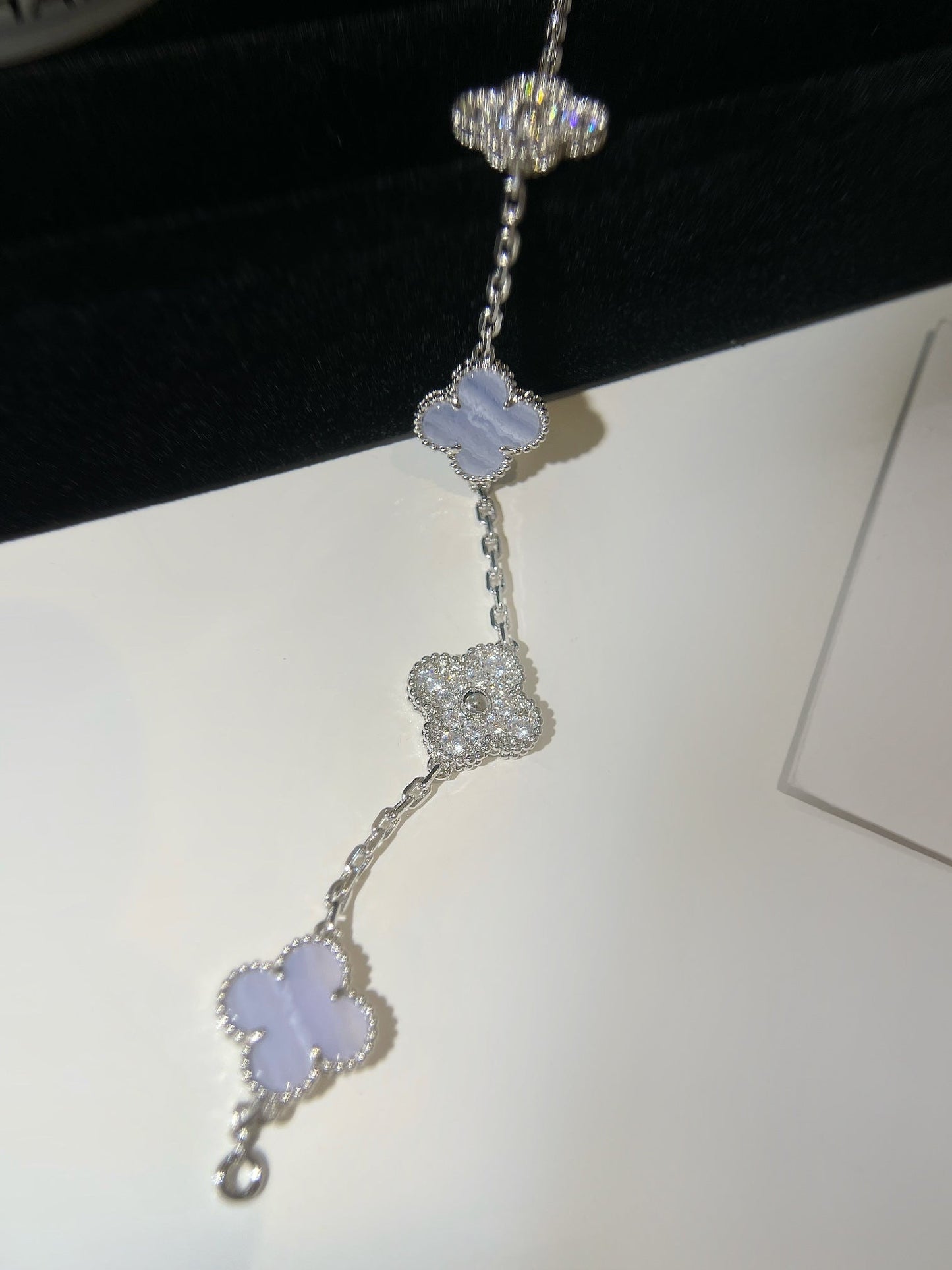 5 MOTIFS SILVER CHALCEDONY DIAMOND BRACELET mysite