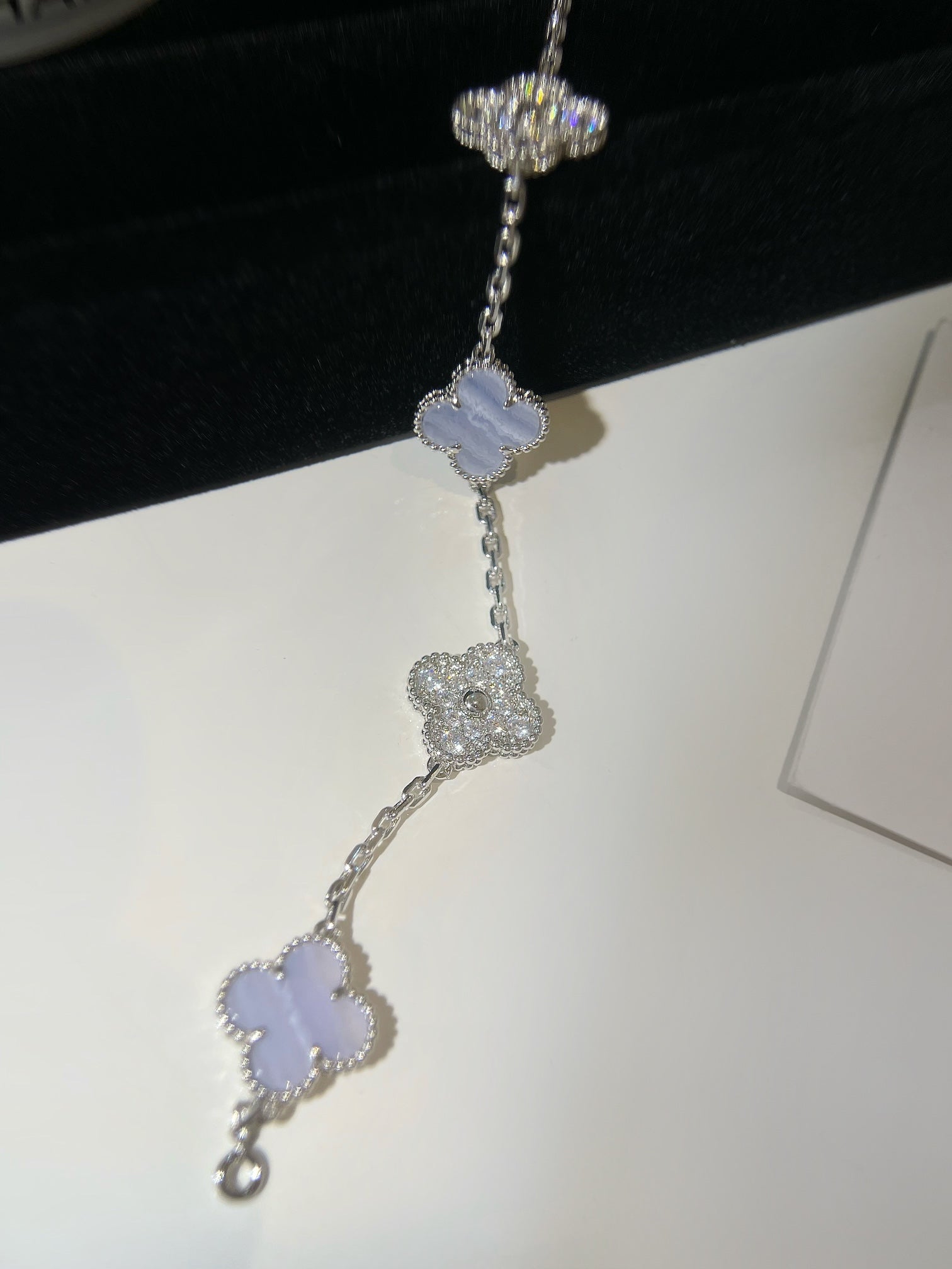 5 MOTIFS SILVER CHALCEDONY DIAMOND BRACELET mysite