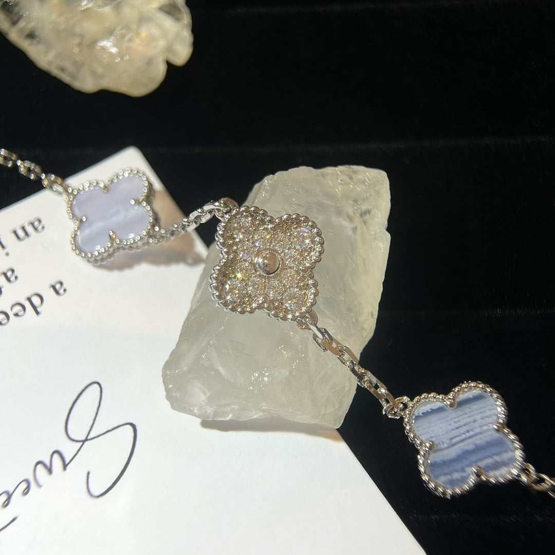 5 MOTIFS SILVER CHALCEDONY DIAMOND BRACELET mysite