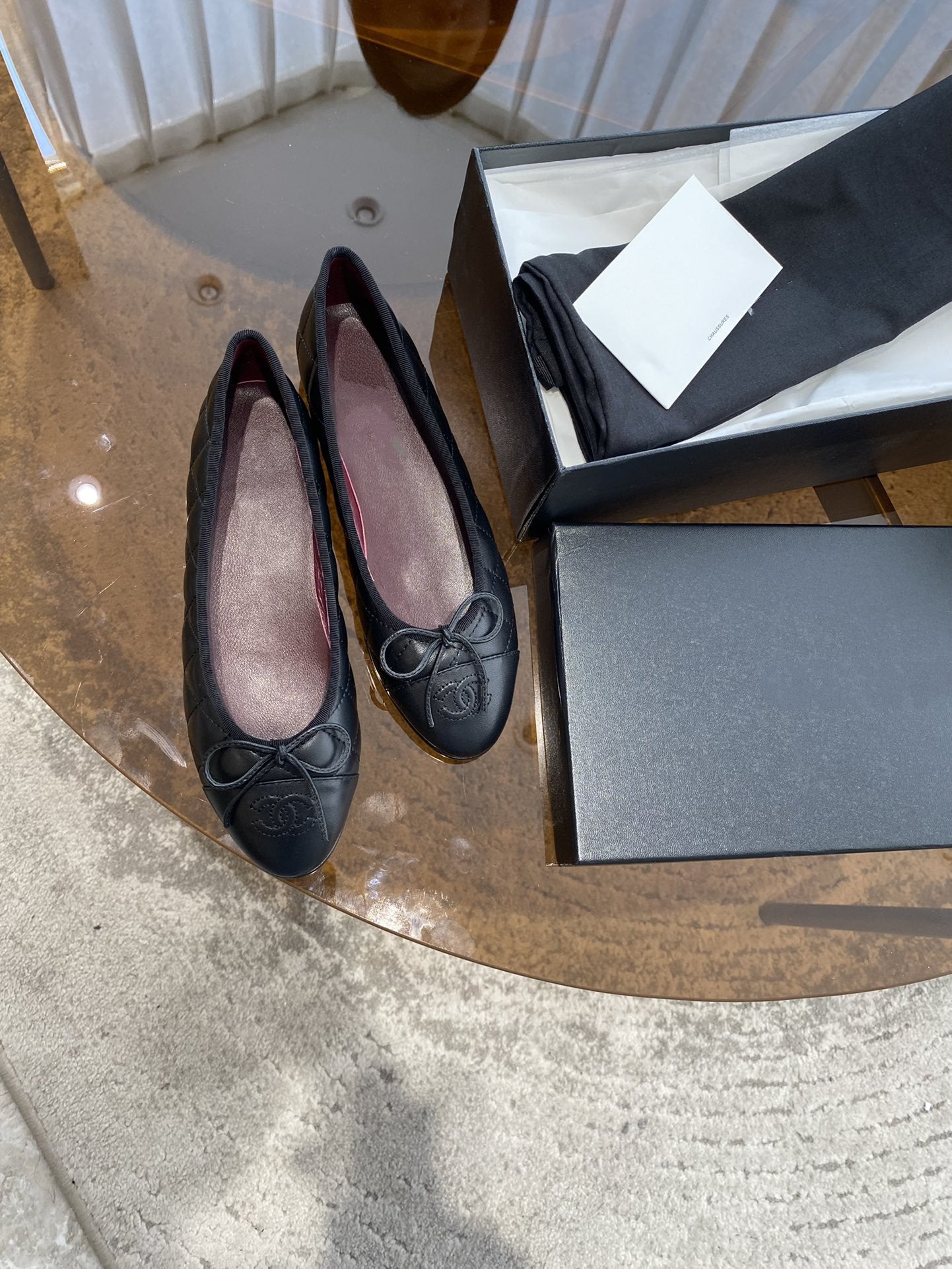 BALLET FLATS BLACK QUILTED LAMBSKIN mysite