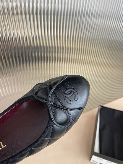 BALLET FLATS BLACK QUILTED LAMBSKIN mysite
