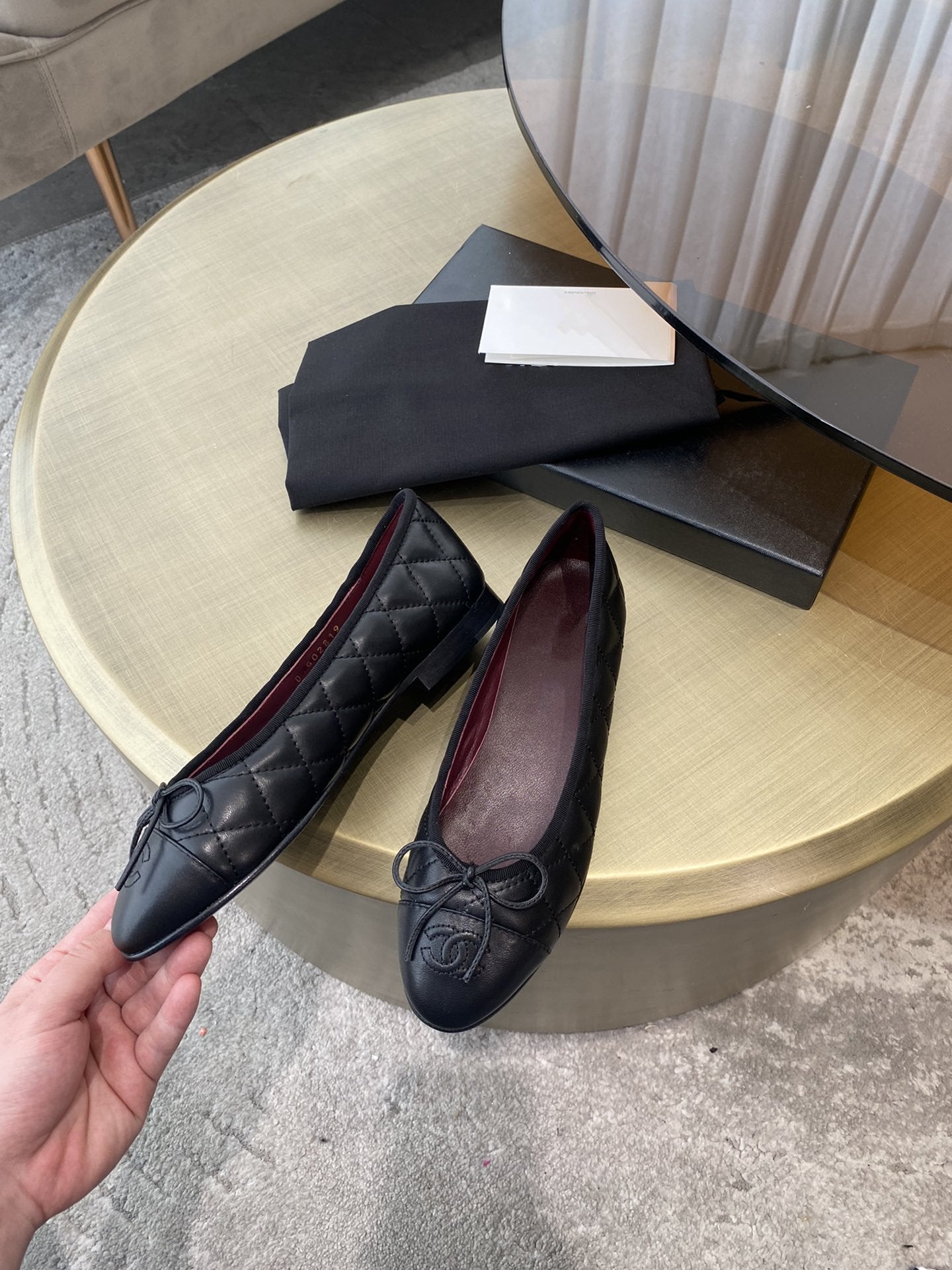 BALLET FLATS BLACK QUILTED LAMBSKIN mysite