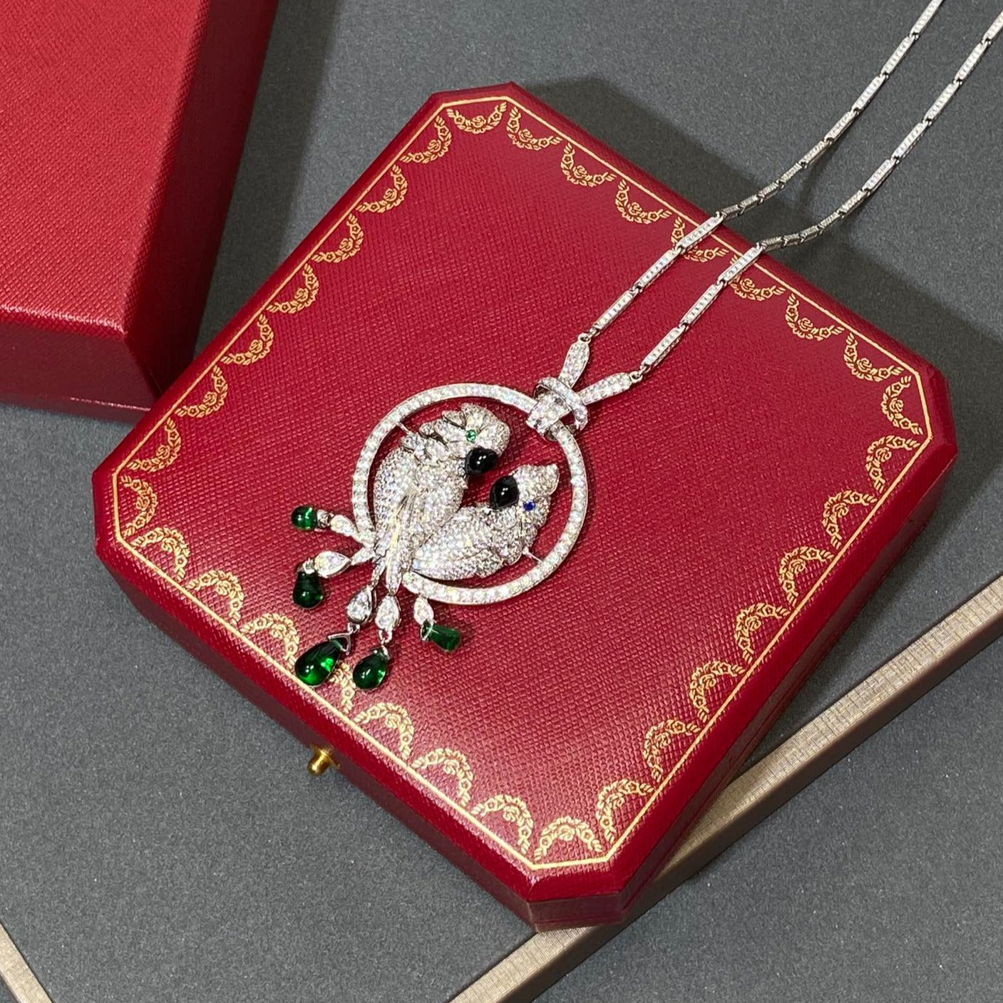 LESOISEAUX SILVER DIAMOND PAVED NECKLACE mysite