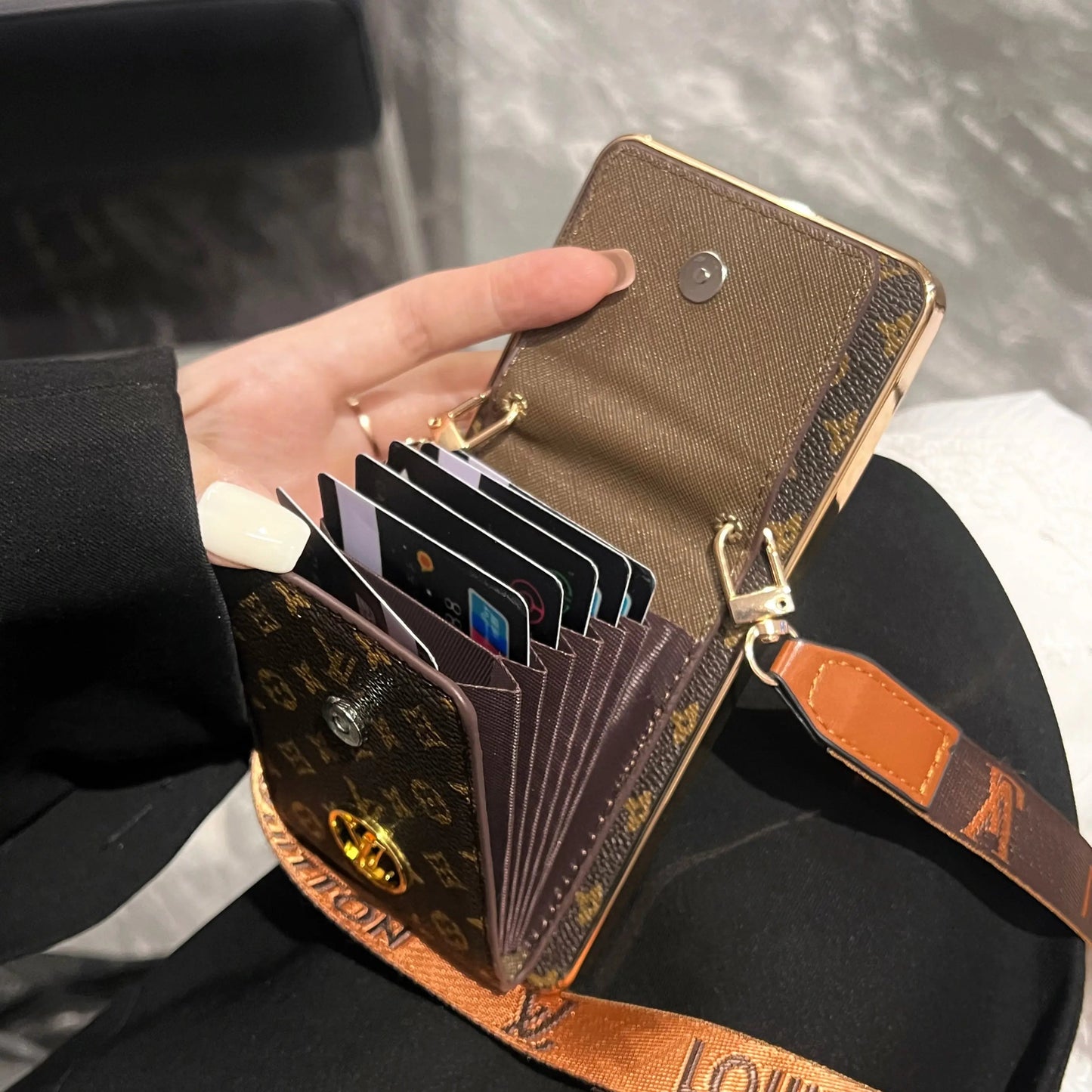 Luxury Advanced Leather Samsung Phone Case with Wallet and Strap.-1 mysite