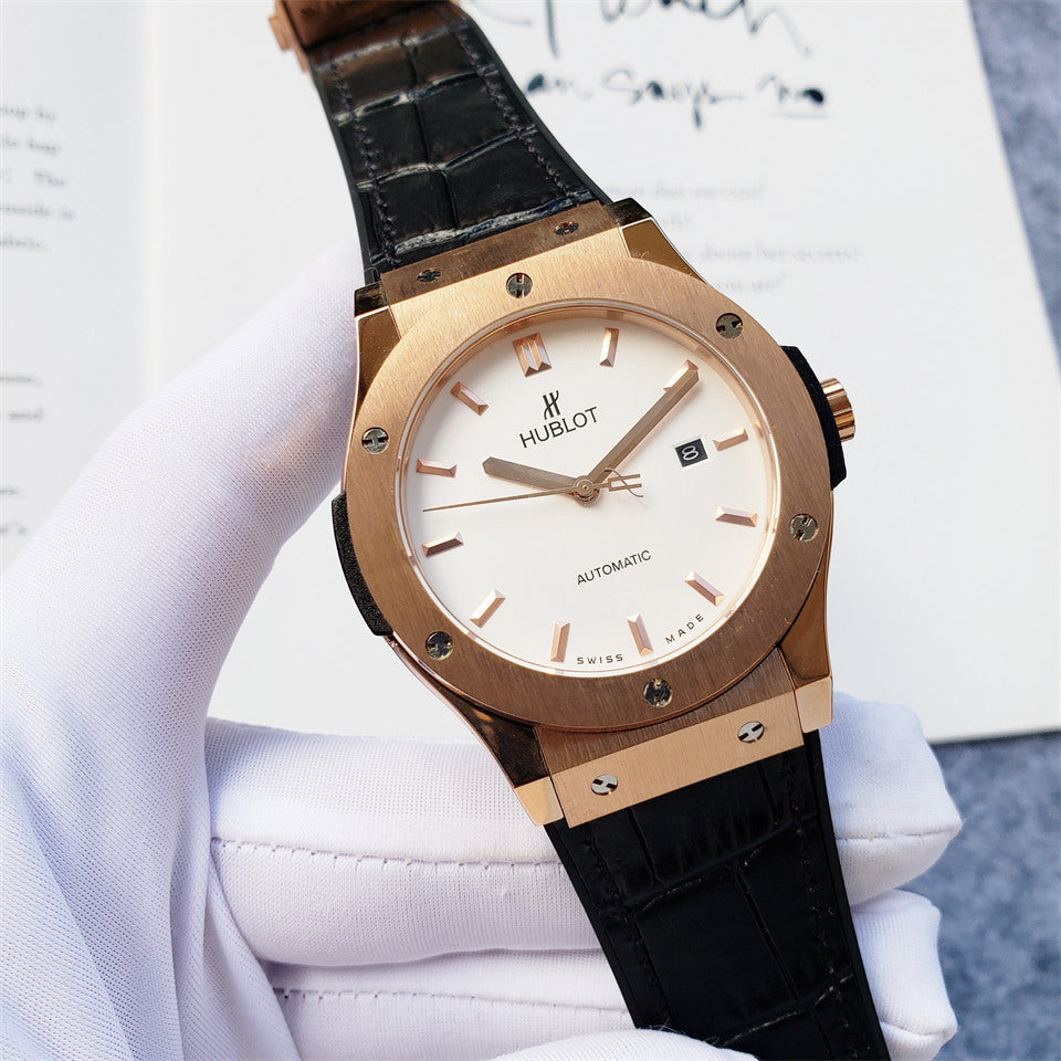 Luxury CLASSIC FUSION Automatic Watch for Men Mechanical Wristwatch Stainless Steel Leather Strap 42mm Dial