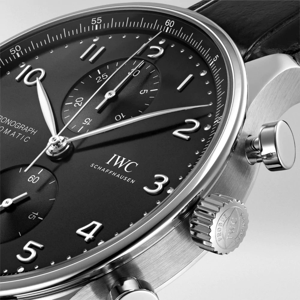 Replica Portugieser Chronograph IW371480 Rose Gold White Dial Brown Alligator Strap 40.9mm