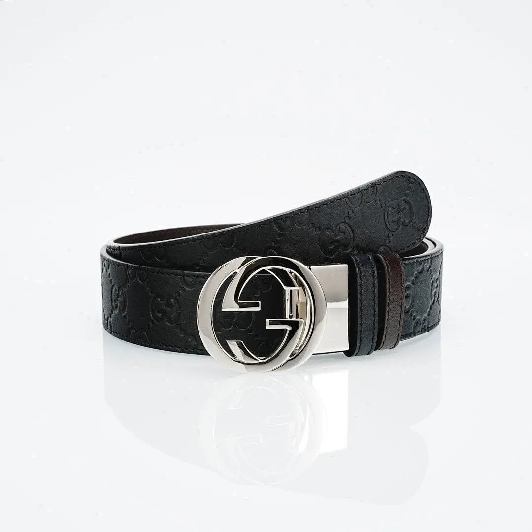 GG Reversible Leather Belt with Silver Buckle-1 mysite