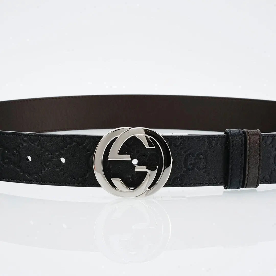 GG Reversible Leather Belt with Silver Buckle-1 mysite