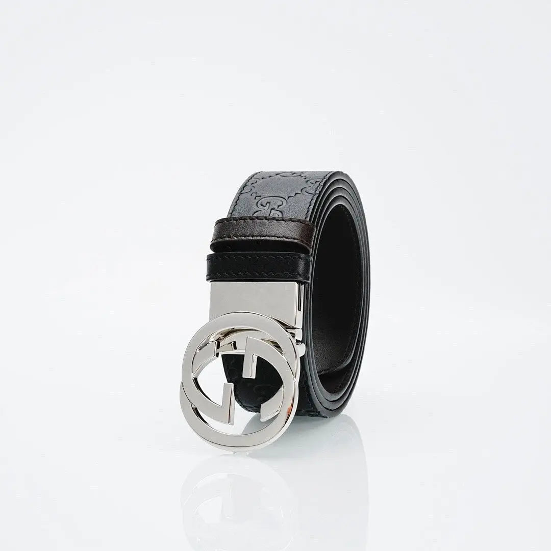 GG Reversible Leather Belt with Silver Buckle-1 mysite