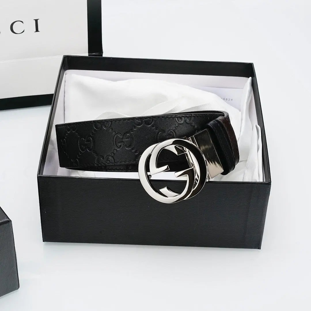 GG Reversible Leather Belt with Silver Buckle-1 mysite