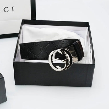 GG Reversible Leather Belt with Silver Buckle-1 mysite