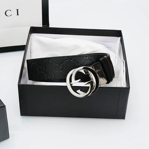 GG Reversible Leather Belt with Silver Buckle-1 mysite