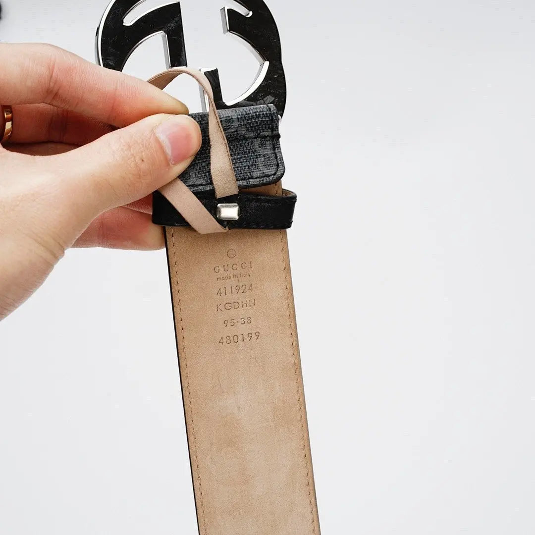 GG Reversible Leather Belt with Silver Buckle-1 mysite