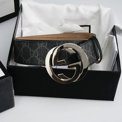 GG Reversible Leather Belt with Silver Buckle-1 mysite