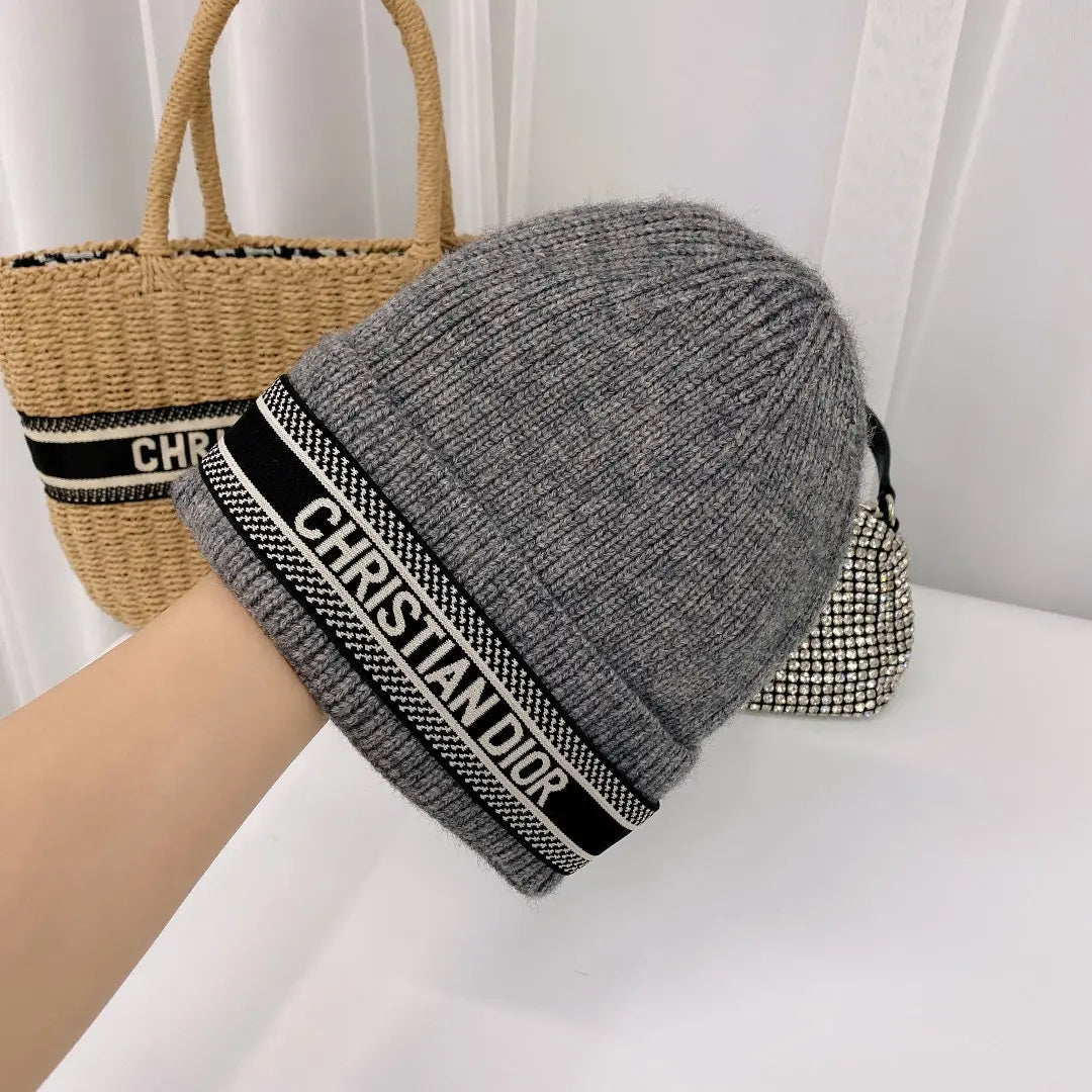 Vintage Oblique Wool Knit Beanie | Luxury Designer Winter Hat-s2 mysite