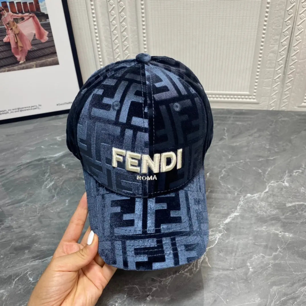 Luxury FF Gold Velvet Baseball Cap | Luxury Designer Adjustable Hat-s2 mysite