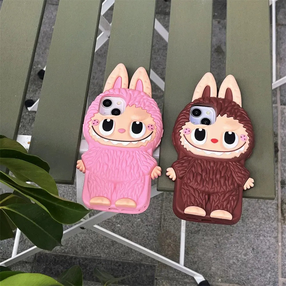 Cute Cartoon Labubu Zimomo Silicon Case | Brown Pink - iPhone Case-s2 mysite