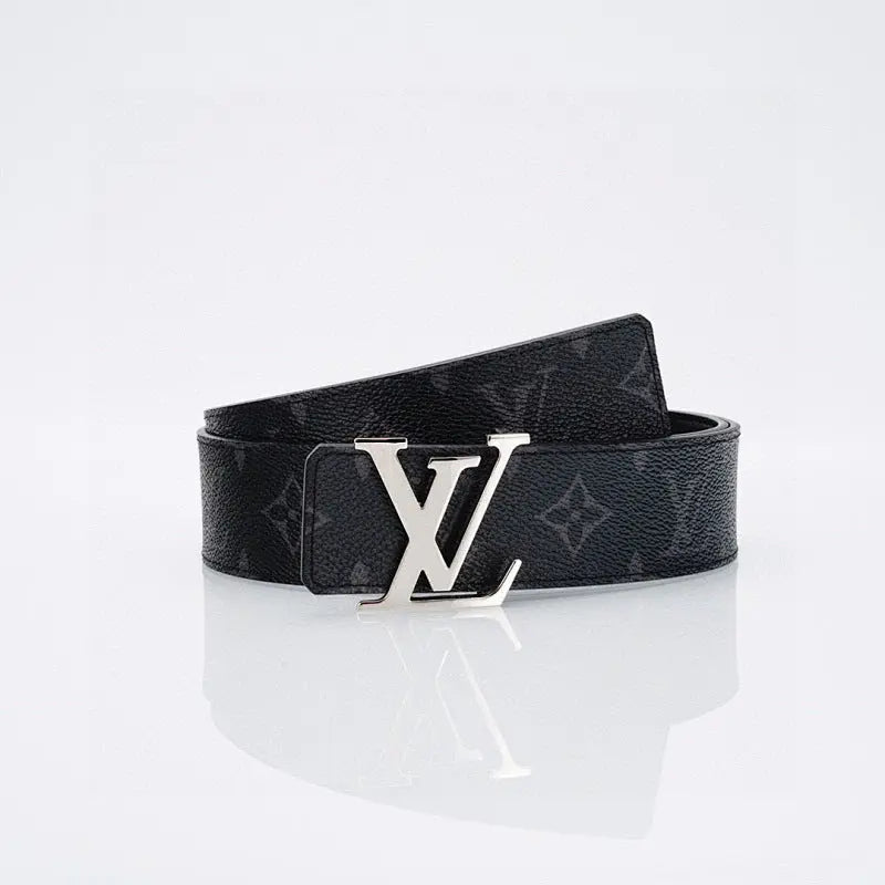 Luxury Black Monogram Belt with Silver Buckle-1 mysite