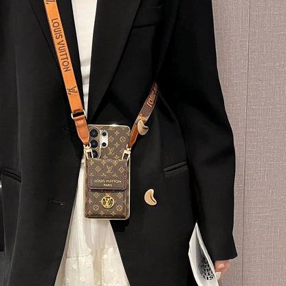 Luxury Advanced Leather Samsung Phone Case with Wallet and Strap.-1 mysite