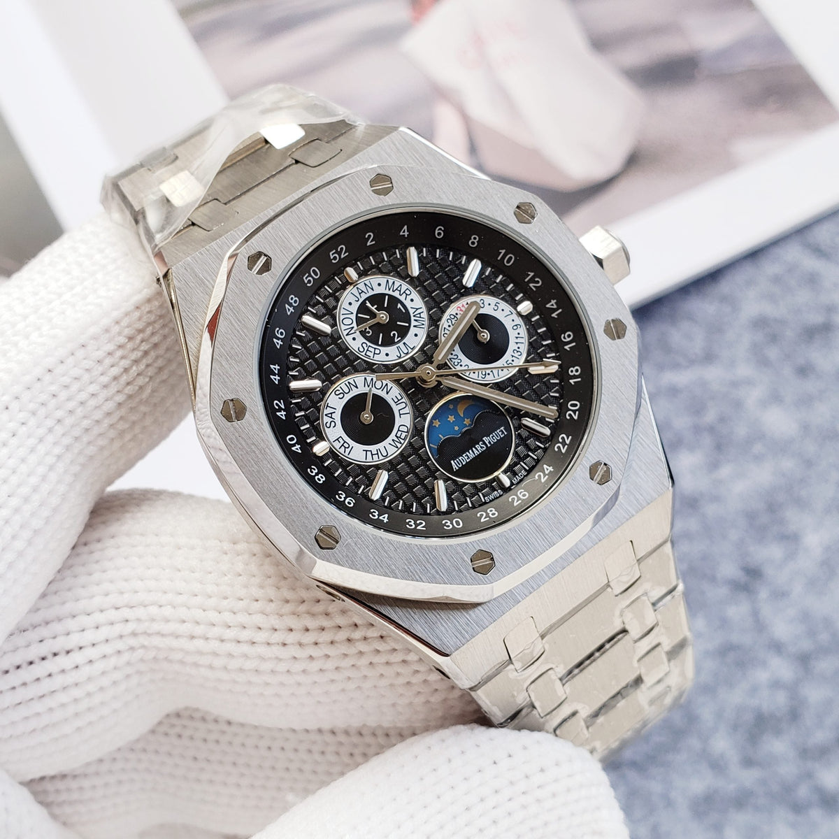 Replica Royal Oak Moonphase 904l Stainless Steel Automatic Mechanical Watch 42mm