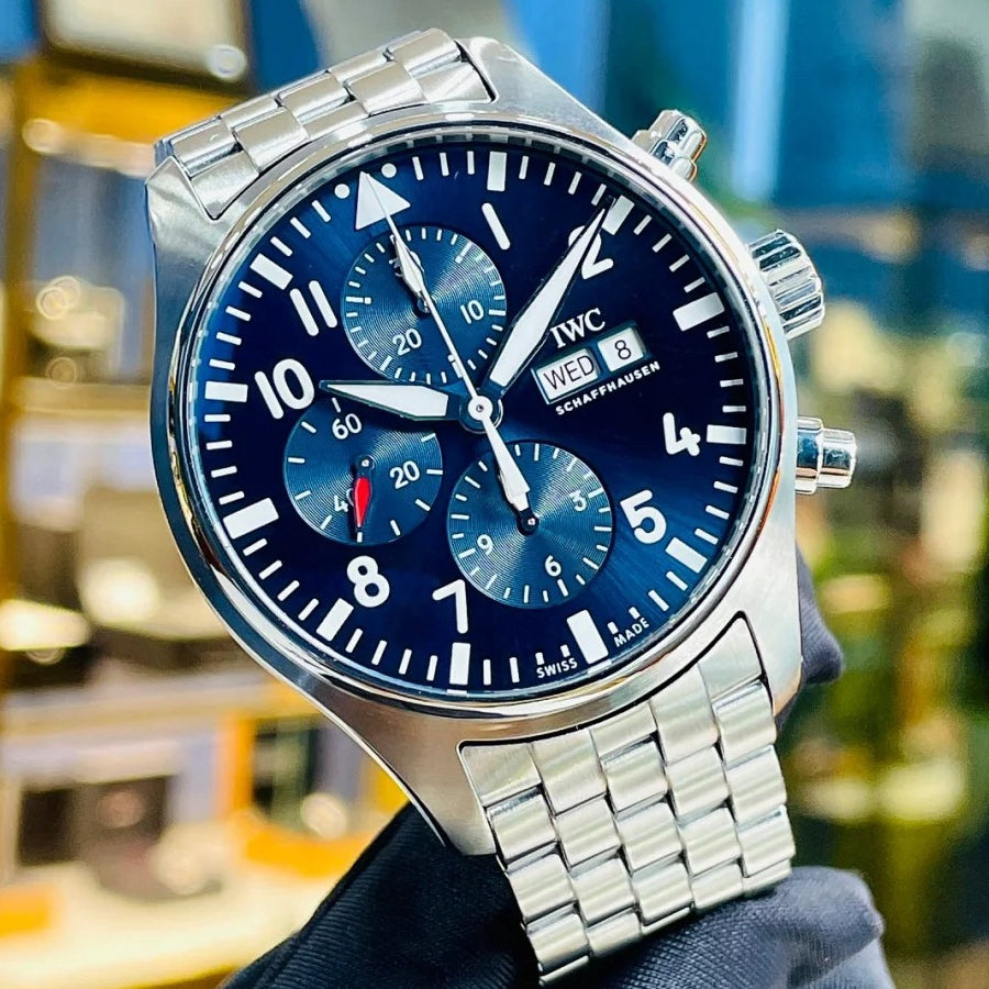 Replica Pilot’s Watch Chronograph, Ref. IW378006 (Stainless Steel Bracelet, Green Dial, 43mm) VK63 Quartz Movement