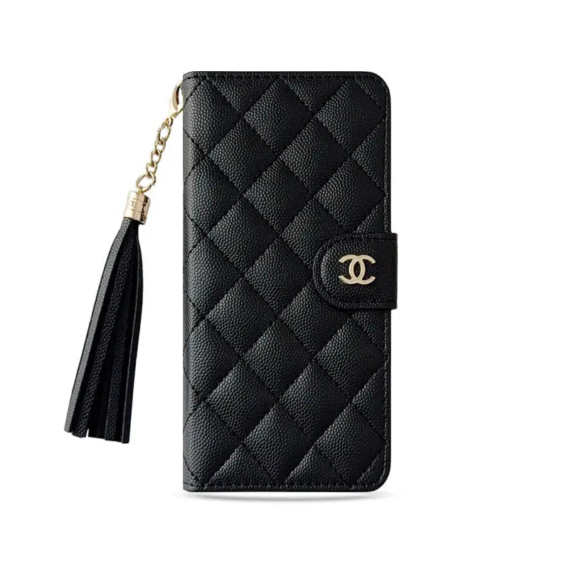 Luxury Quilted Wallet iPhone Case with Tassel & Gold Clasp-s2 mysite