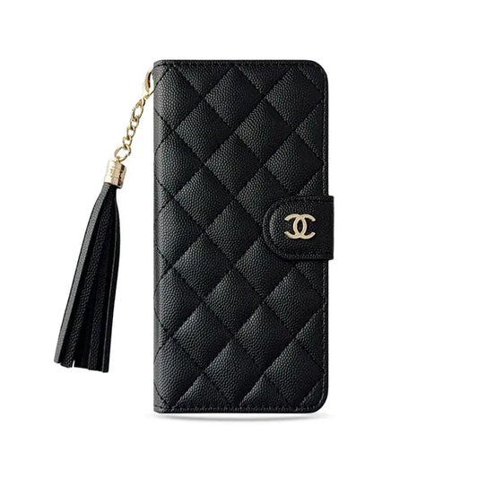 Luxury Quilted Wallet iPhone Case with Tassel & Gold Clasp-s2 mysite
