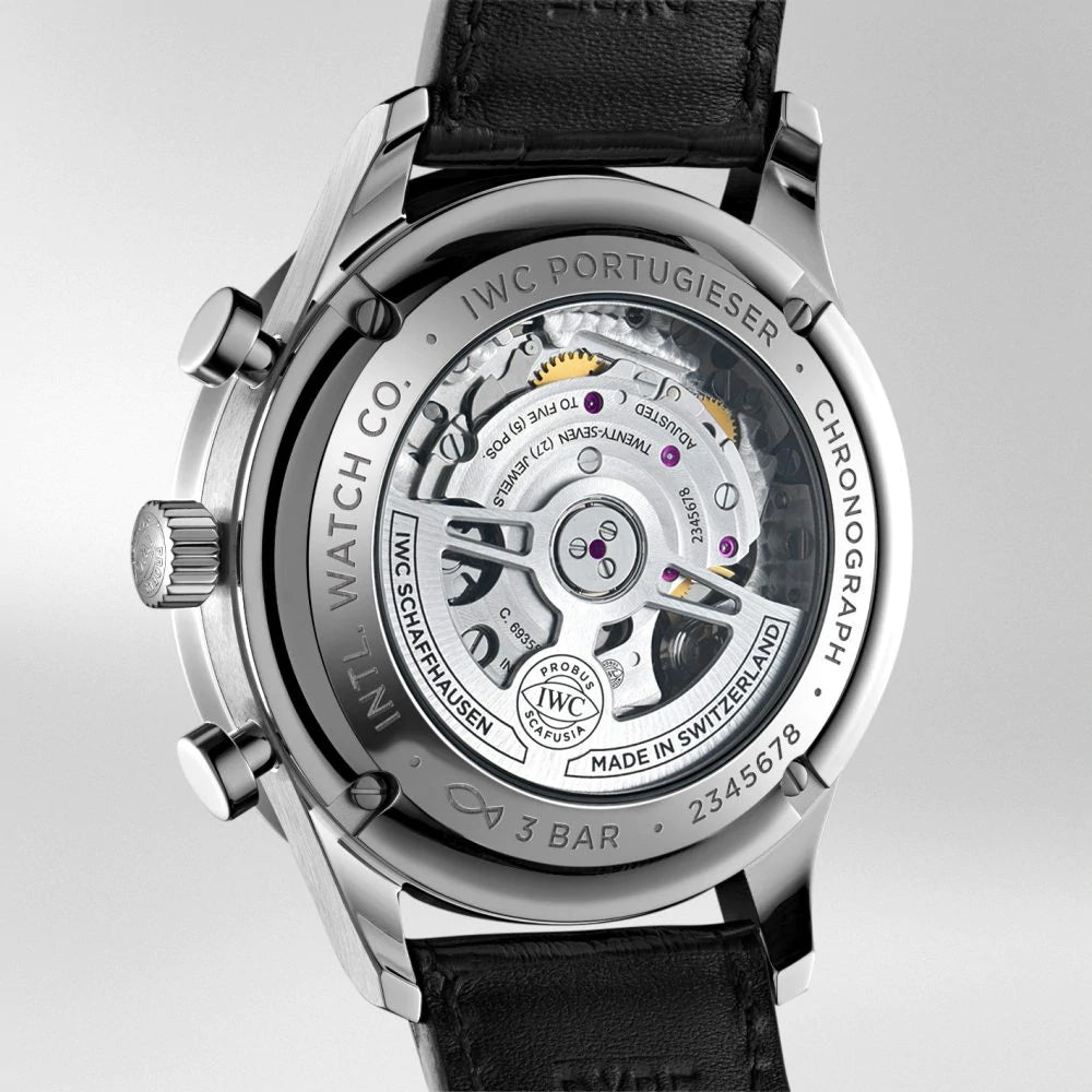 Replica Portugieser Chronograph IW371480 Rose Gold White Dial Brown Alligator Strap 40.9mm