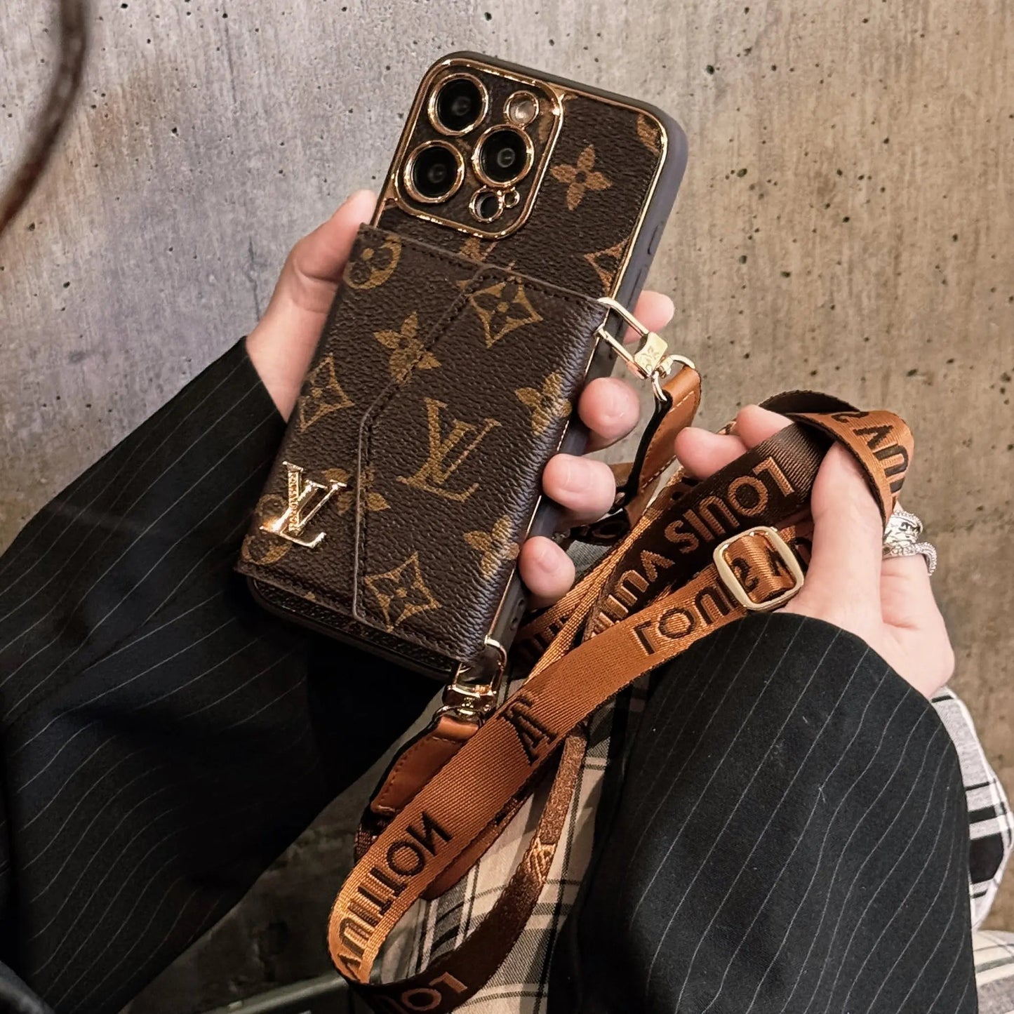 Advanced leather iPhone Case With Wallet And Strap Brown-s2 mysite