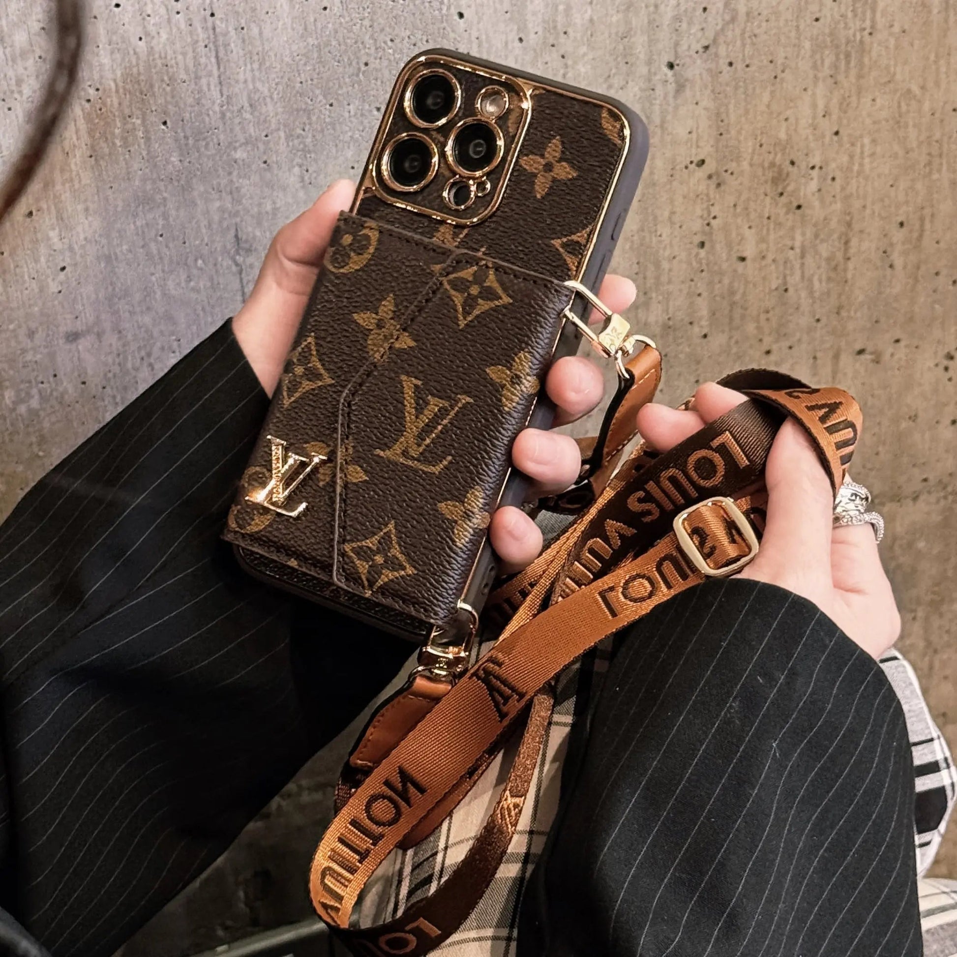 Advanced leather iPhone Case With Wallet And Strap Brown-s2 mysite