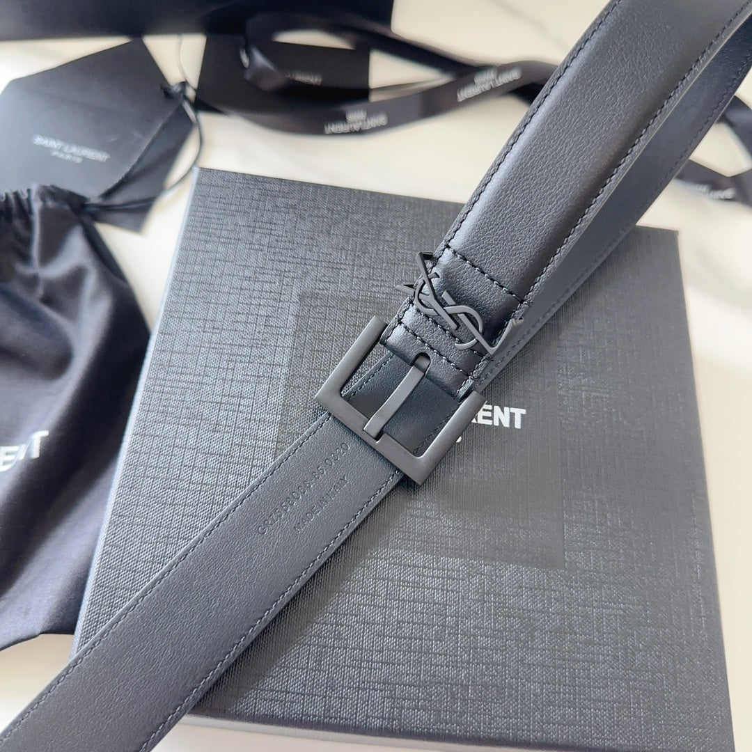 YSL 25S BELT 30 MM IN BLACK CALFSKIN 540221 mysite