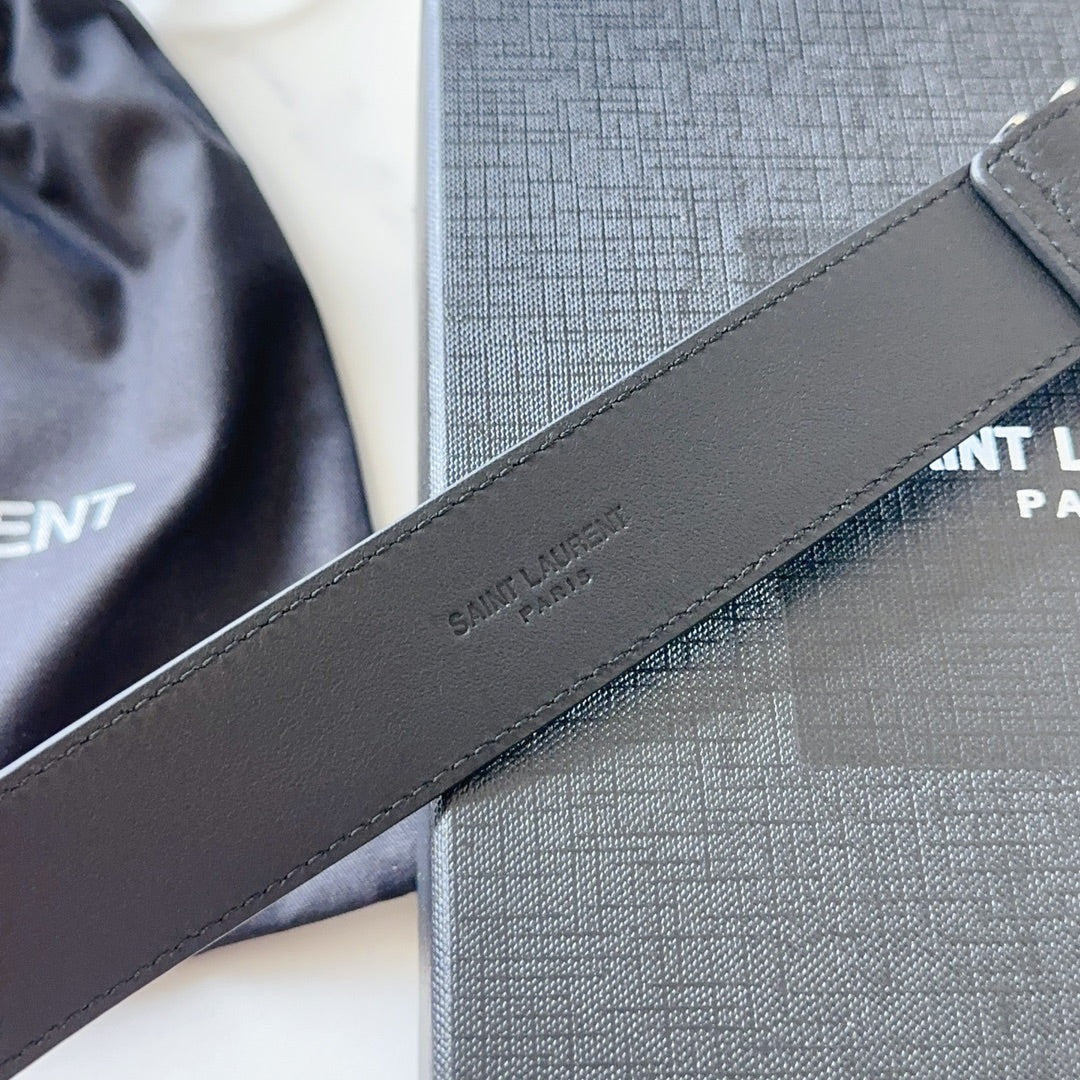 YSL 25S BELT 30 MM IN BLACK CALFSKIN 540221 mysite
