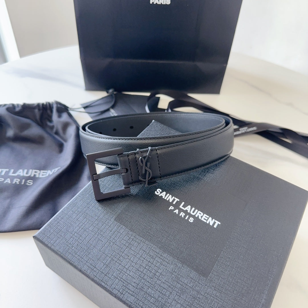 YSL 25S BELT 30 MM IN BLACK CALFSKIN 540221 mysite