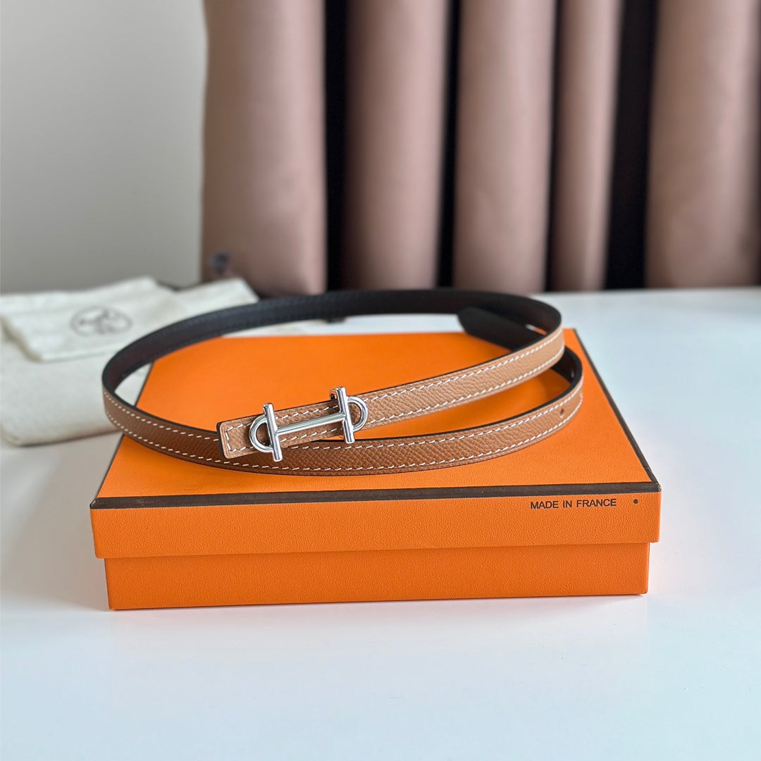 HM GAMMA BUCKLE & REVERSIBLE BRONZE BROWN AND BLACK LEATHER STRAP 13MM SILVER HARDWARE mysite
