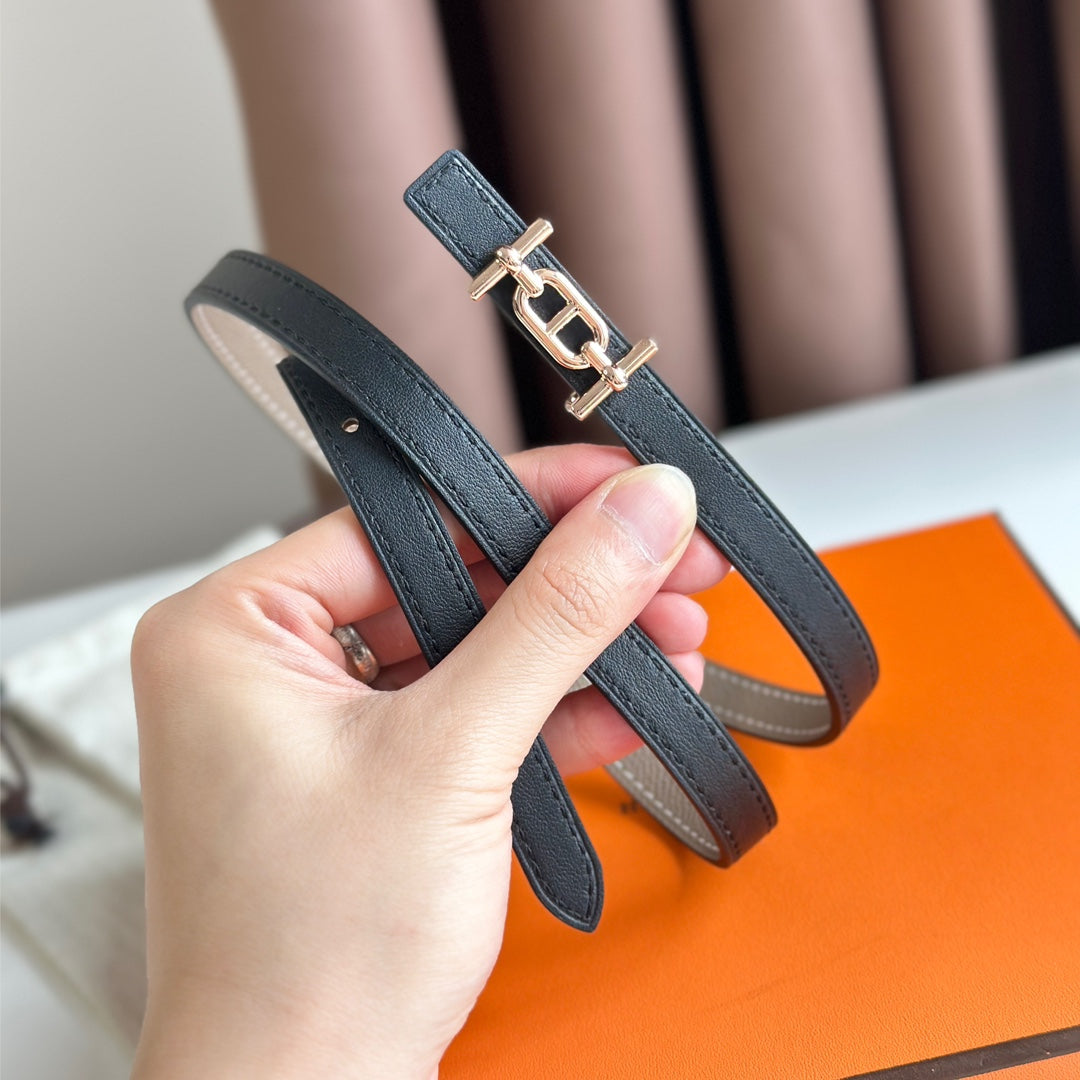 HM ANCRE BUCKLE & REVERSIBLE BLACK AND KHAKI BROWN LEATHER STRAP 13MM COPPER HARDWARE mysite