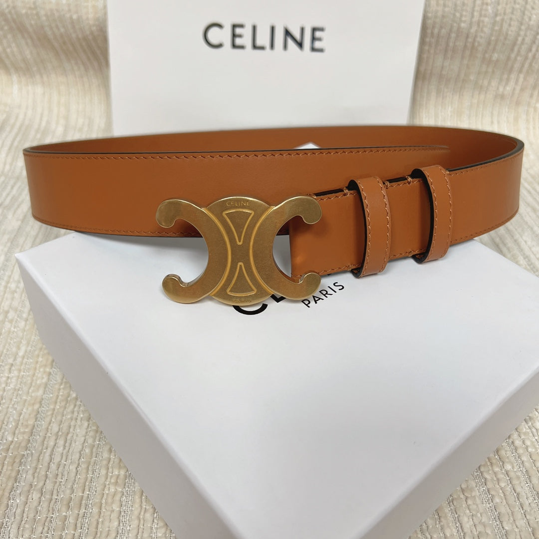 Triomphe Belt 35mm Tan Calfskin Ghw mysite