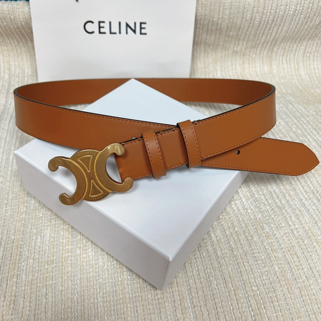 Triomphe Belt 35mm Tan Calfskin Ghw mysite