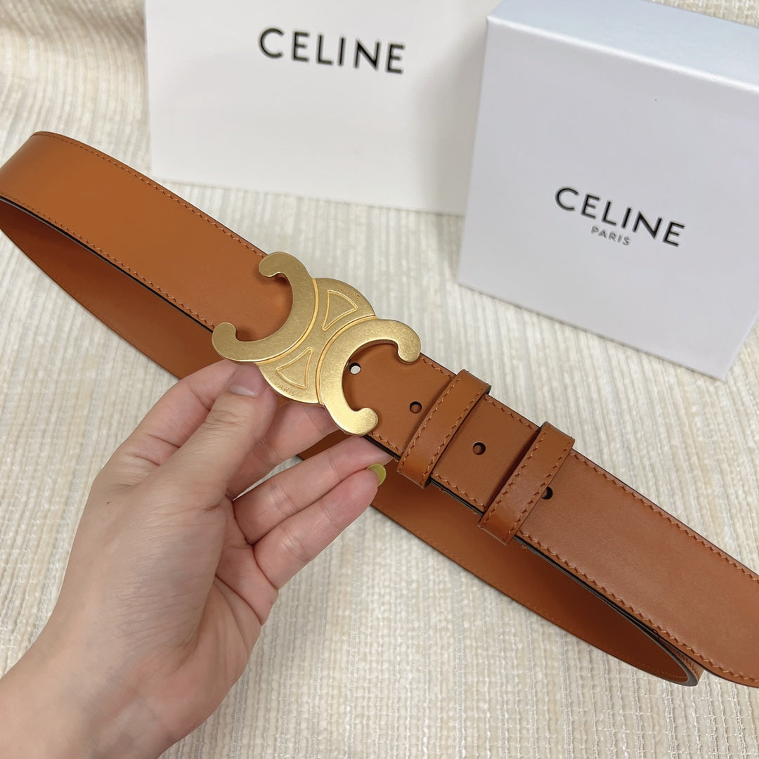 Triomphe Belt 35mm Tan Calfskin Ghw mysite