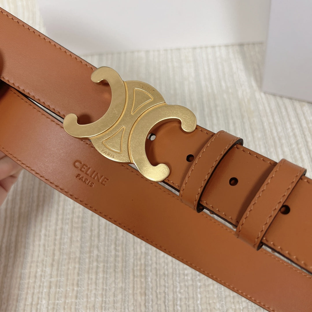 Triomphe Belt 35mm Tan Calfskin Ghw mysite