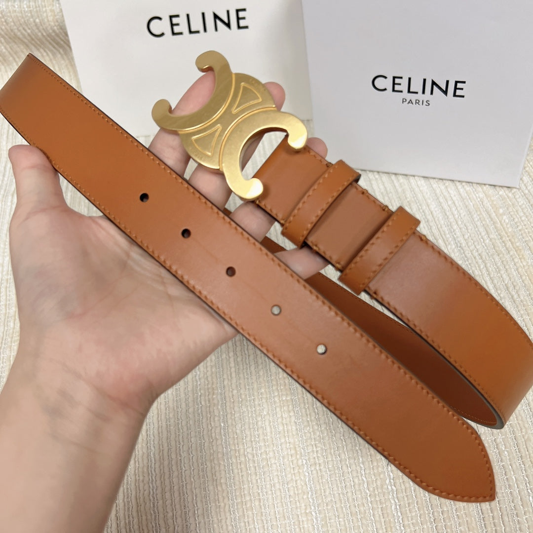 Triomphe Belt 35mm Tan Calfskin Ghw mysite