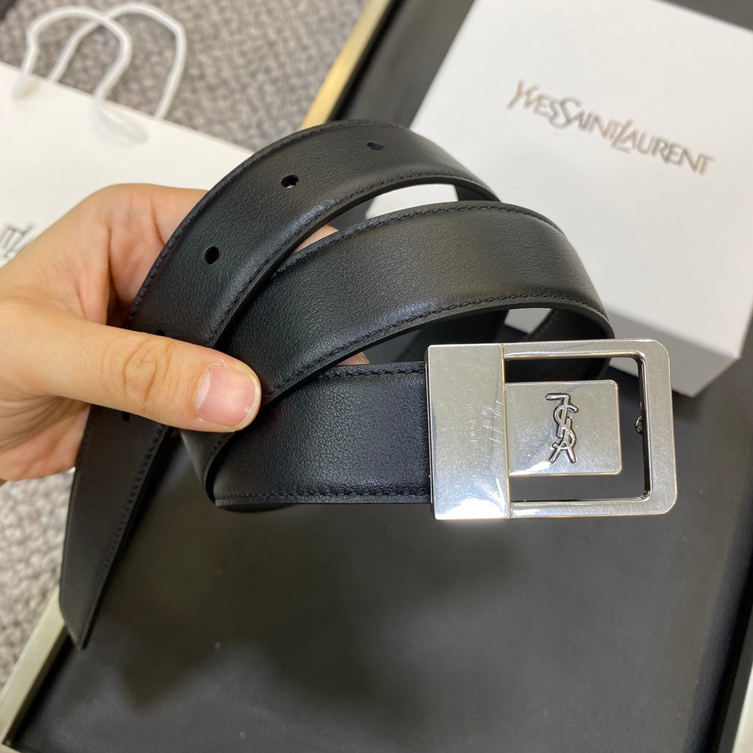 YSL 25S BELT 30 MM IN BLACK CALFSKIN 548092 mysite