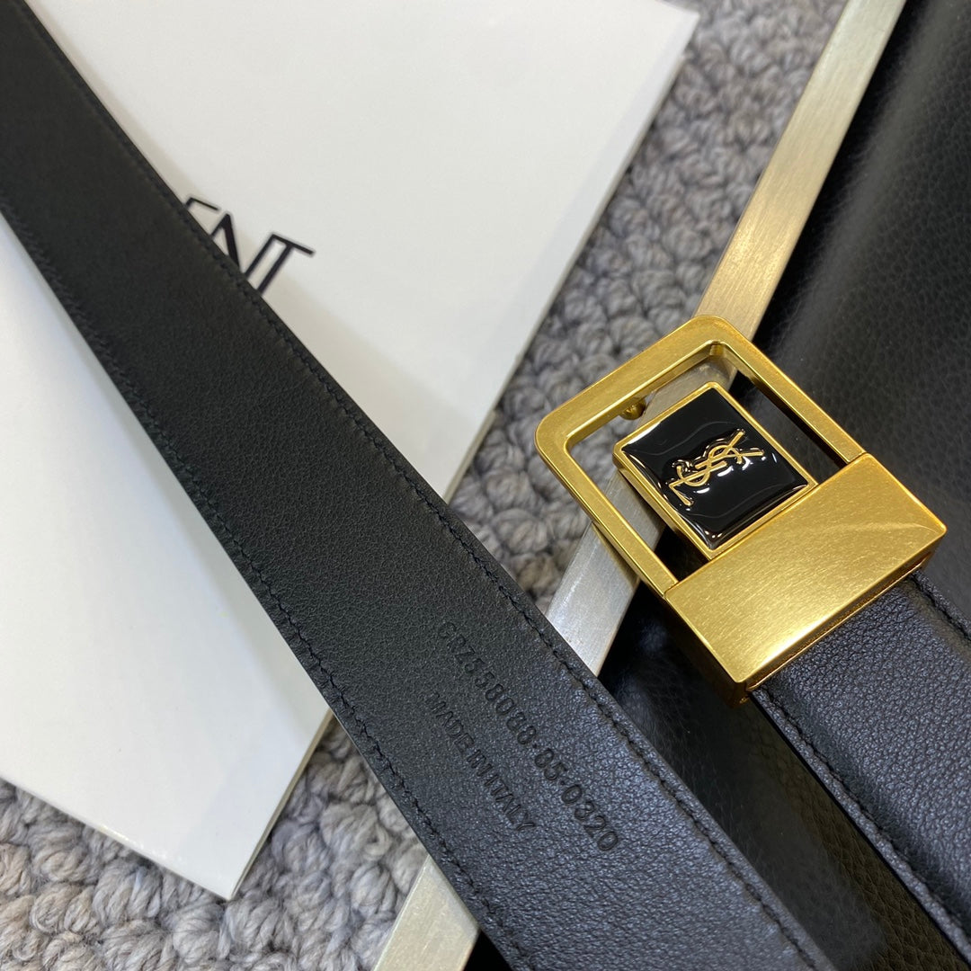 YSL 25S BELT 30 MM IN BLACK CALFSKIN 548093 mysite