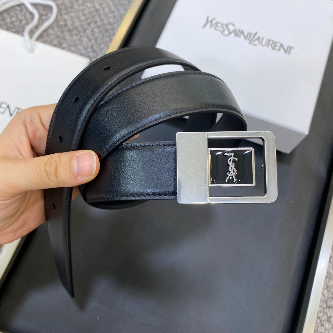 YSL 25S BELT 30 MM IN BLACK CALFSKIN 548095 mysite