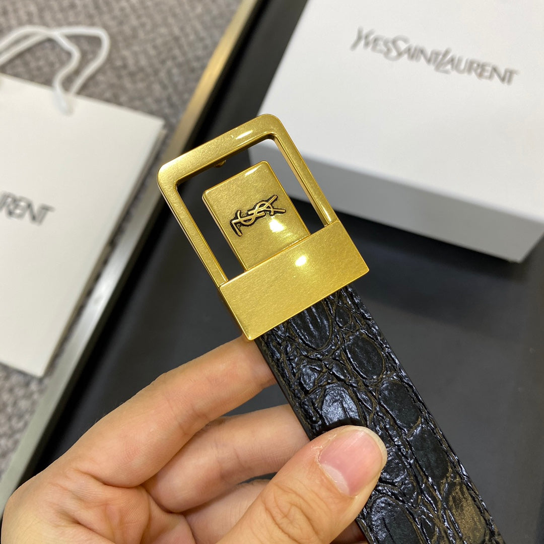 YSL 25S BELT 30 MM IN BLACK EMBOSSED CALFSKIN 548096 mysite