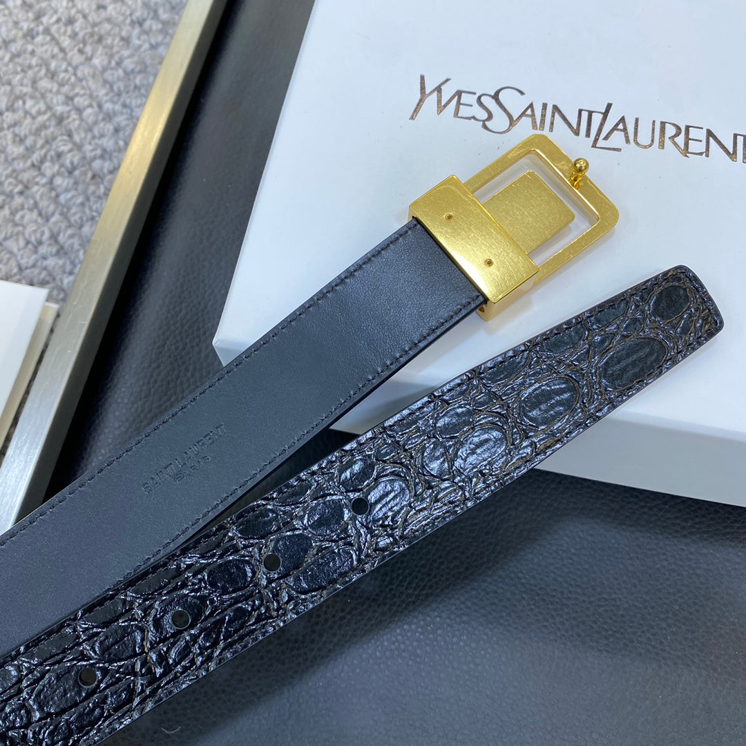 YSL 25S BELT 30 MM IN BLACK EMBOSSED CALFSKIN 548096 mysite