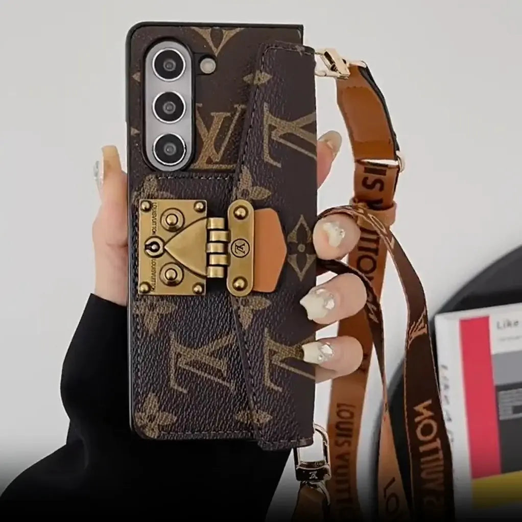 Luxury LOCK CARD BAG CROSSBODY CHAIN SAMSUNG Z FOLD CASE-1 mysite