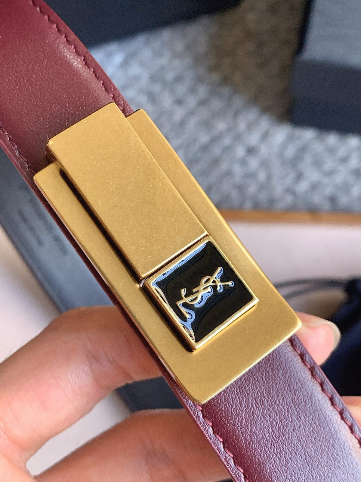YSL 25S BELT 24 MM IN DARK RED CALFSKIN 529683 mysite