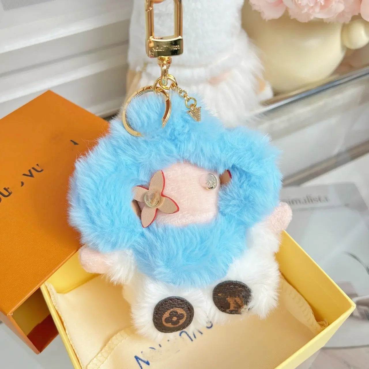 Fluffy Cute Sunflower Plush Keychain-s2 mysite