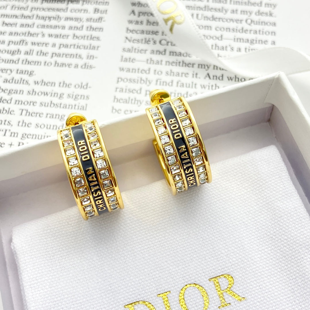 CD 26S CRYSTAL LOGO HOOP EARRINGS IN GOLD METAL 631771 mysite